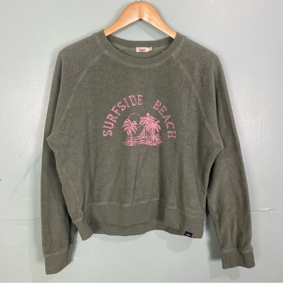 Faherty Beach Fleece Crew Surfside Green Sz L - Picture 2 of 8